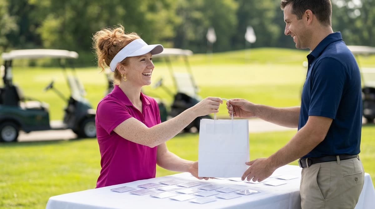 Volunteers and staff greeting guests at a nonprofit event